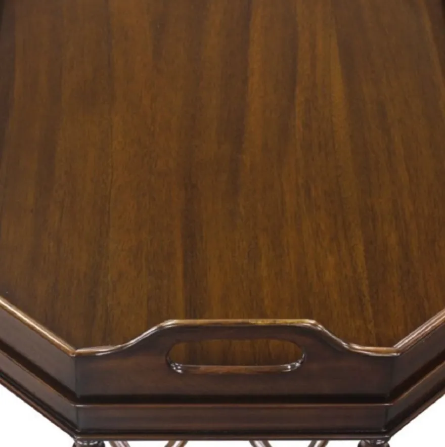 Casa Padrino Luxus Couchtisch / Serviertisch Dunkelbraun 66 x 41 x H. 62 cm - Mahagoni Wohnzimmertisch mit abnehmbarem Tablett