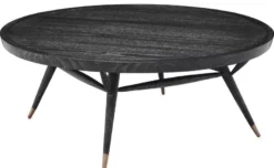 Casa Padrino Luxus Couchtisch Schwarzgrau / Antik Messing Ø 100 x H. 38,5 cm - Runder Massivholz Wohnzimmertisch - Luxus Wohnzimmer Möbel
