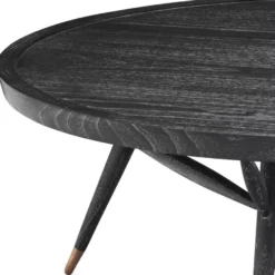 Casa Padrino Luxus Couchtisch Schwarzgrau / Antik Messing Ø 100 x H. 38,5 cm - Runder Massivholz Wohnzimmertisch - Luxus Wohnzimmer Möbel