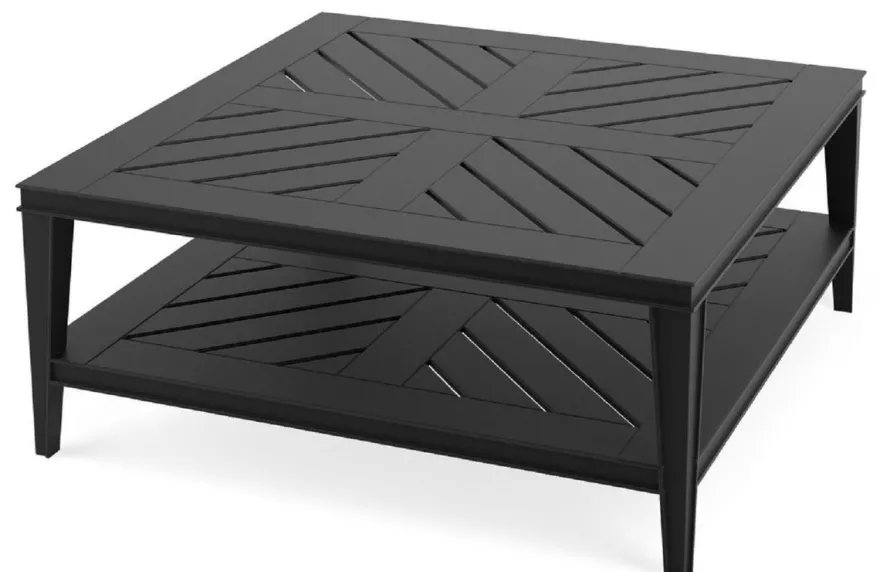 Casa Padrino Luxus Couchtisch Mattschwarz 100 x 100 x H. 42 cm - Quadratischer Wohnzimmertisch aus hochwertigen strapazierbarem Aluminium - Gartentisch
