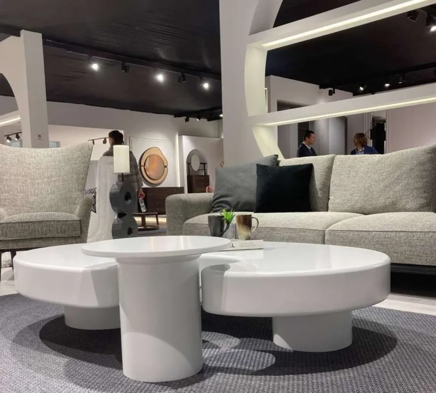 Casa Padrino Luxus Couchtisch mit Beistelltisch Weiß 171 x 110 x H. 35,5 cm - Ovaler Wohnzimmertisch mit Beistelltisch - Wohnzimmer Möbel - Luxus Möbel - Luxus Einrichtung