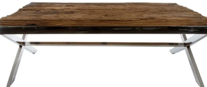 Casa Padrino Luxus Couchtisch Braun / Silber 130 x 80 x H. 45 cm - Wohnzimmertisch mit rustikaler Oberfläche und zusätzlicher Glasplatte