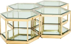 Casa Padrino Luxus Couchtisch / Wohnzimmertisch 4er Set Gold 60 x 52 x H. 36 cm - Wohnzimmermöbel