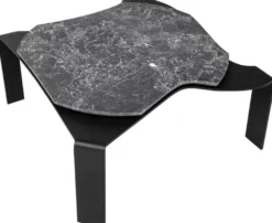 Casa Padrino Luxus Couchtisch Schwarz / Grau 75,5 x 78 x H. 32,5 cm - Designer Wohnzimmertisch mit Marmorplatte