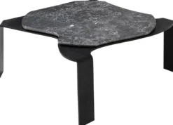 Casa Padrino Luxus Couchtisch Schwarz / Grau 75,5 x 78 x H. 32,5 cm - Designer Wohnzimmertisch mit Marmorplatte