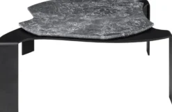 Casa Padrino Luxus Couchtisch Schwarz / Grau 75,5 x 78 x H. 32,5 cm - Designer Wohnzimmertisch mit Marmorplatte