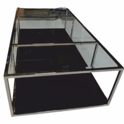 Casa Padrino Luxus Couchtisch Silber / Schwarz 160 cm - Wohnzimmer Möbel
