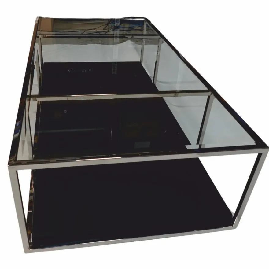 Casa Padrino Luxus Couchtisch Silber / Schwarz 160 cm - Wohnzimmer Möbel