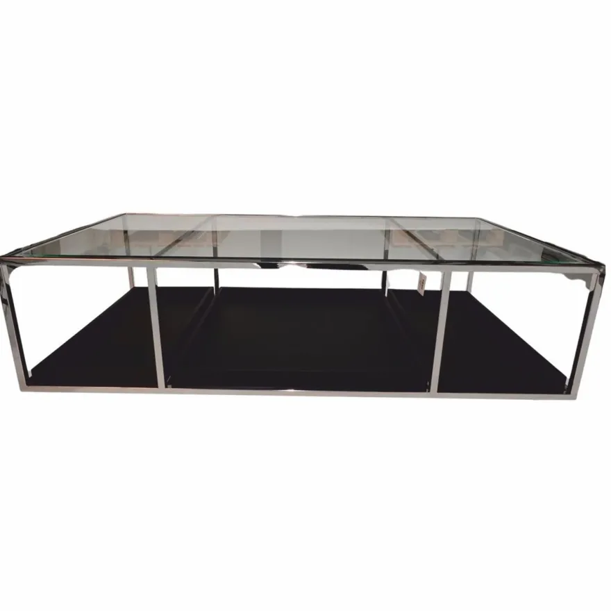 Casa Padrino Luxus Couchtisch Silber / Schwarz 160 cm - Wohnzimmer Möbel
