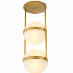 Casa Padrino Luxus Deckenleuchte Antik Messing / Weiß H. 105 cm - Luxus Leuchten