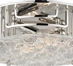 Casa Padrino Luxus Deckenleuchte Silber Ø 28,6 x H. 9,5 cm - Runde Deckenlampe mit handgefertigtem Glas - Luxus Qualität