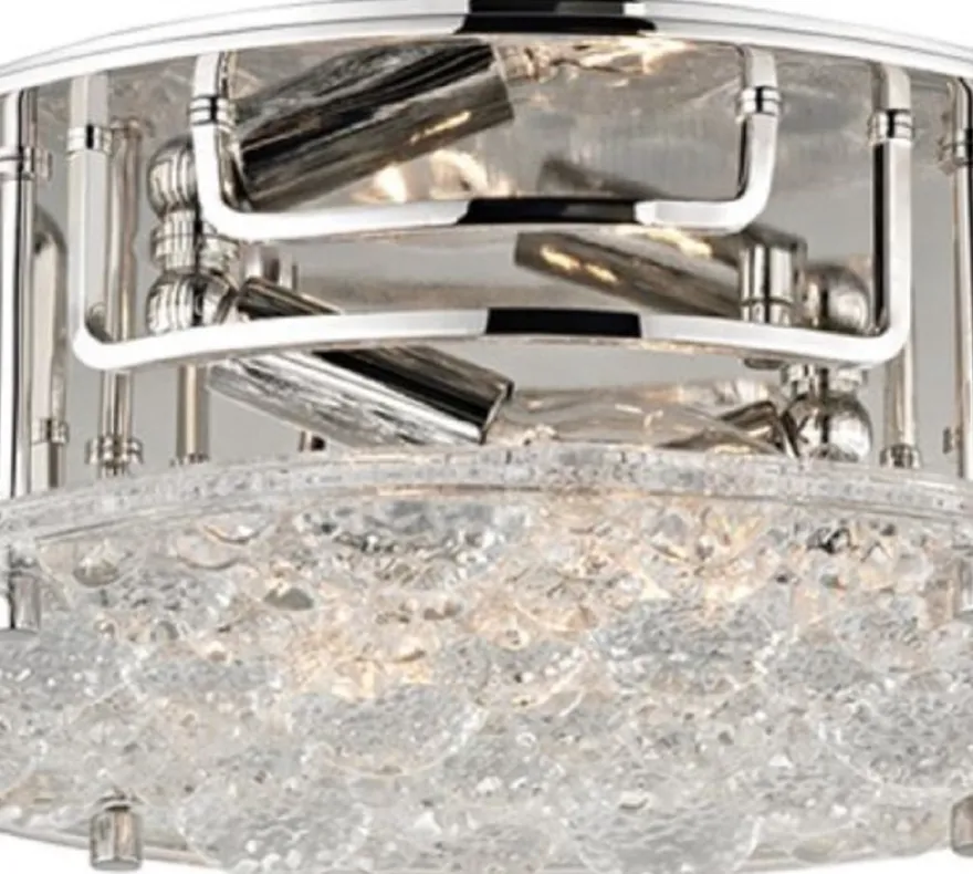 Casa Padrino Luxus Deckenleuchte Silber Ø 28,6 x H. 9,5 cm - Runde Deckenlampe mit handgefertigtem Glas - Luxus Qualität