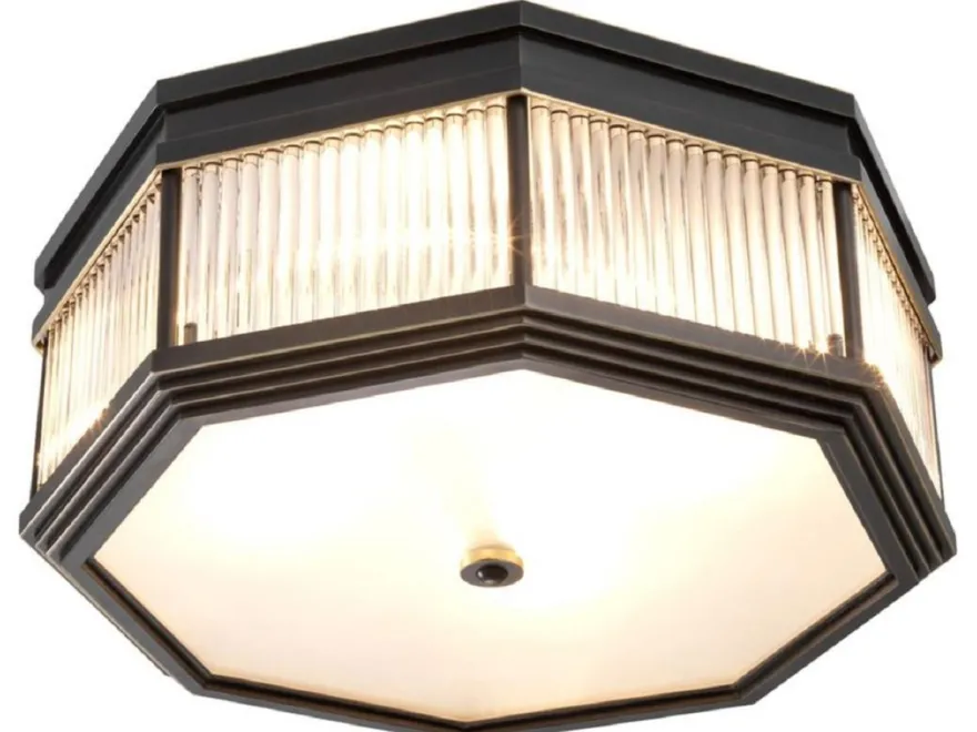 Casa Padrino Luxus Deckenleuchte Bronze 40,5 x 40,5 x H. 18 cm - Luxus Kollektion