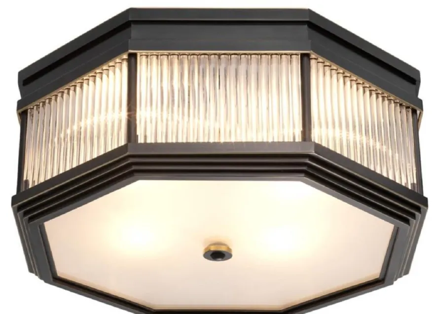 Casa Padrino Luxus Deckenleuchte Bronze 40,5 x 40,5 x H. 18 cm - Luxus Kollektion