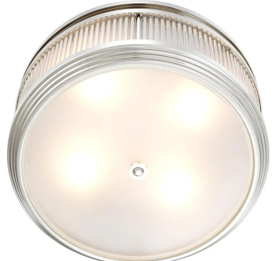 Casa Padrino Luxus Deckenleuchte Silber Ø 40,5 x H. 18,5 cm - Runde Deckenlampe