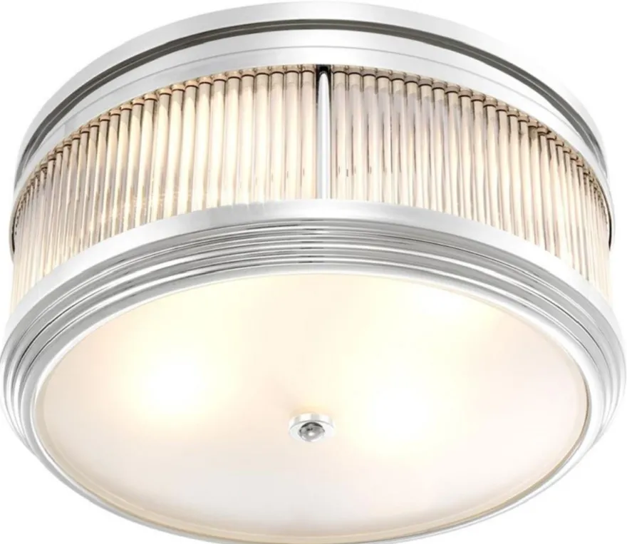 Casa Padrino Luxus Deckenleuchte Silber Ø 40,5 x H. 18,5 cm - Runde Deckenlampe