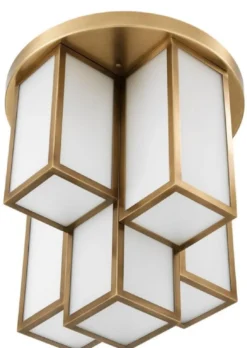 Casa Padrino Luxus Deckenleuchte Antik Messingfarben / Weiß Ø 50 x H. 53,5 cm - Luxus Qualität