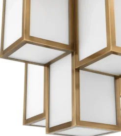 Casa Padrino Luxus Deckenleuchte Antik Messingfarben / Weiß Ø 50 x H. 53,5 cm - Luxus Qualität