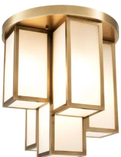 Casa Padrino Luxus Deckenleuchte Antik Messingfarben / Weiß Ø 50 x H. 53,5 cm - Luxus Qualität