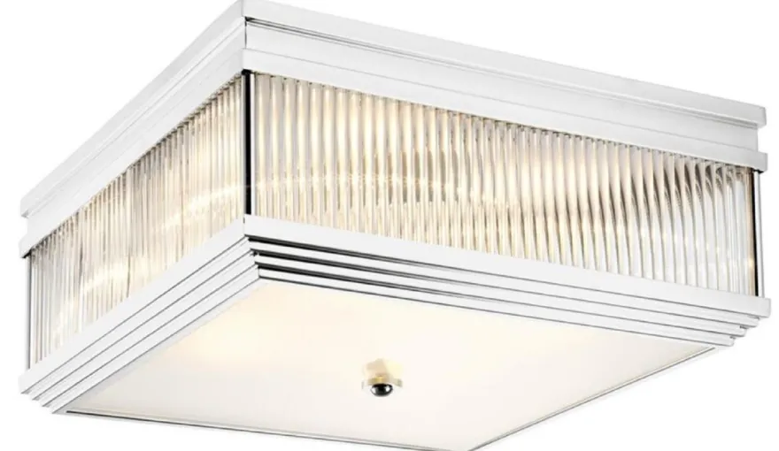 Casa Padrino Luxus Deckenleuchte Silber 40,5 x 40,5 x H. 18,5 cm - Luxus Qualität