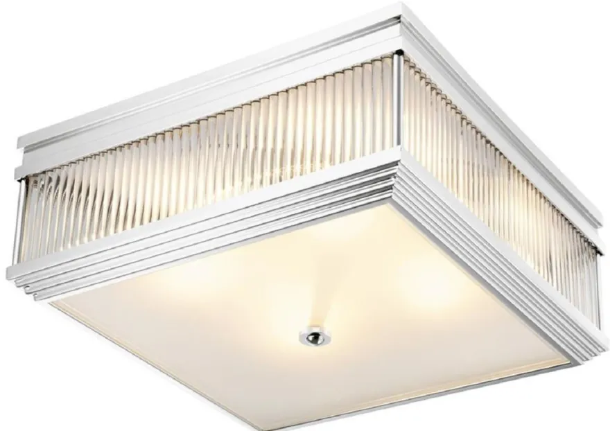 Casa Padrino Luxus Deckenleuchte Silber 40,5 x 40,5 x H. 18,5 cm - Luxus Qualität