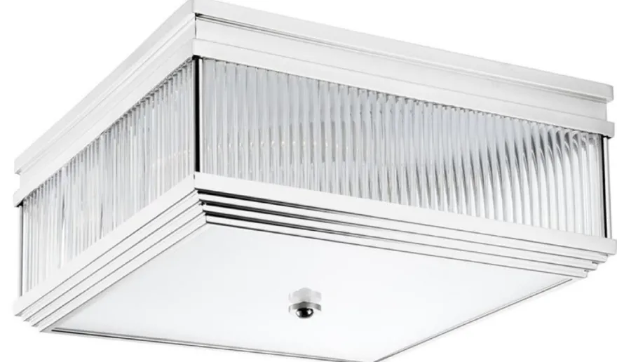 Casa Padrino Luxus Deckenleuchte Silber 40,5 x 40,5 x H. 18,5 cm - Luxus Qualität