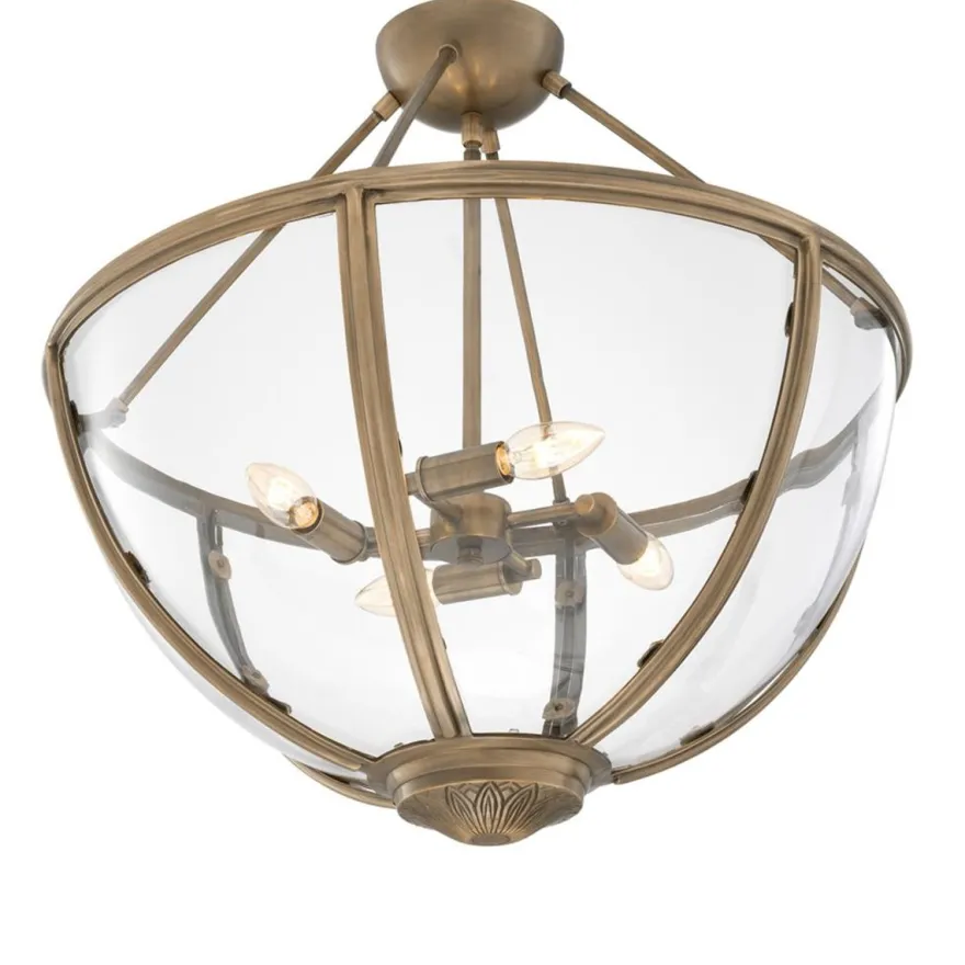 Casa Padrino Luxus Deckenleuchte Antik Messing Gold Ø 60 x H. 55 cm - Hotel & Restaurant Deckenlampe