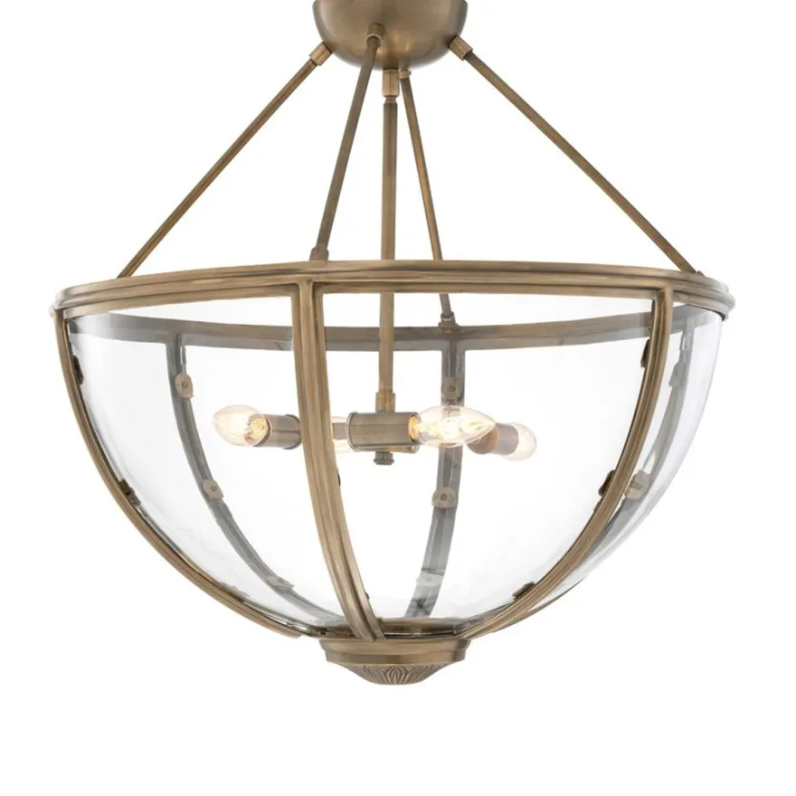 Casa Padrino Luxus Deckenleuchte Antik Messing Gold Ø 60 x H. 55 cm - Hotel & Restaurant Deckenlampe