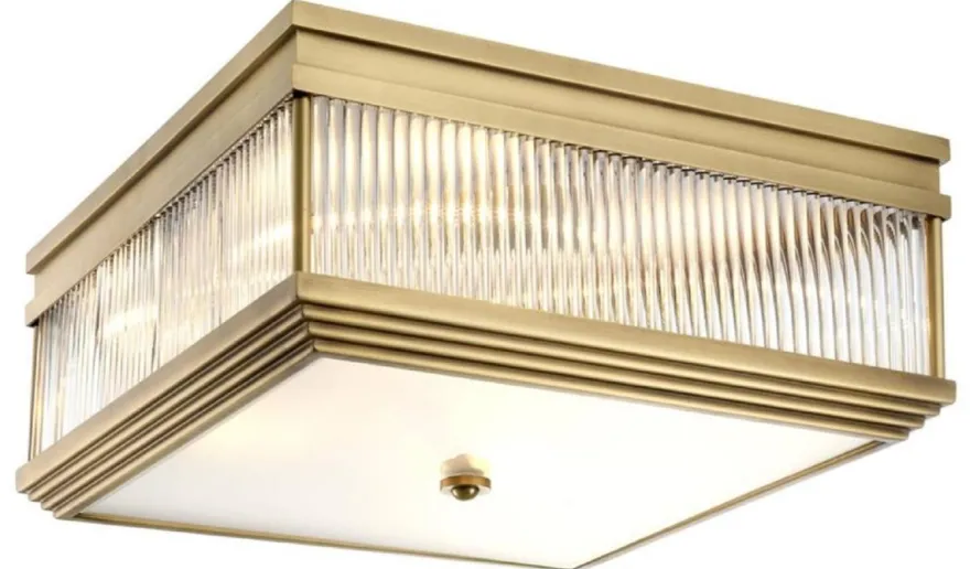 Casa Padrino Luxus Deckenleuchte Antik Messingfarben 40,5 x 40,5 x H. 18,5 cm - Luxus Qualität