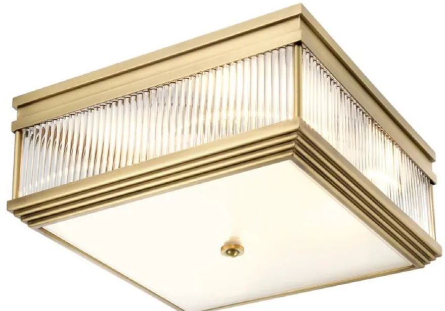 Casa Padrino Luxus Deckenleuchte Antik Messingfarben 40,5 x 40,5 x H. 18,5 cm - Luxus Qualität