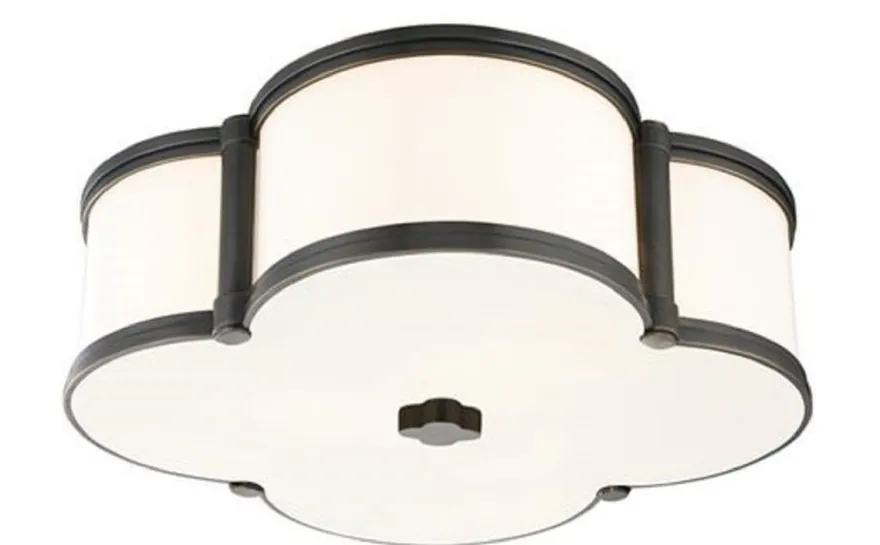 Casa Padrino Luxus Deckenleuchte Antik Bronze / Weiß 42,6 x 42,6 x H. 14 cm - Deckenlampe in Kleeblatt Form - Luxus Qualität