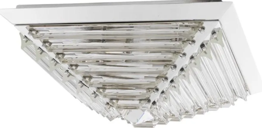 Casa Padrino Luxus Deckenleuchte mit Kristallglas Silber 49 x 49 x H. 21 cm - Luxus Qualität