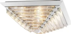 Casa Padrino Luxus Deckenleuchte mit Kristallglas Silber 49 x 49 x H. 21 cm - Luxus Qualität