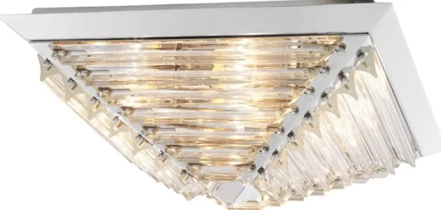 Casa Padrino Luxus Deckenleuchte mit Kristallglas Silber 49 x 49 x H. 21 cm - Luxus Qualität