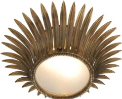 Casa Padrino Luxus Deckenleuchte im Sonnenblumen Design Vintage Messing / Weiß Ø 43 x H. 16,5 cm - Designer Lampe