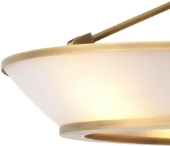 Casa Padrino Luxus Deckenleuchte Antik Messing / Weiß Ø 61 x H. 21,5 cm - Runde Deckenlampe mit Glas Lampenschirmen - Luxus Qualität