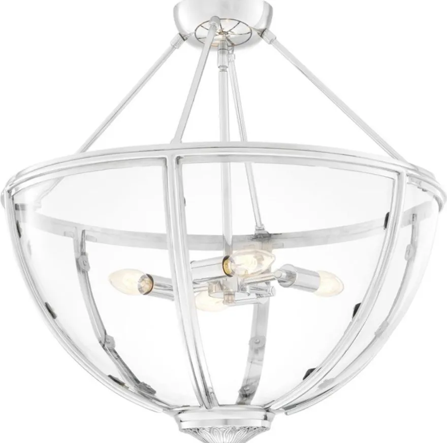 Casa Padrino Luxus Deckenleuchte Silber Ø 60 x H. 55 cm - Hotel & Restaurant Deckenlampe