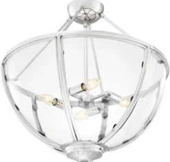 Casa Padrino Luxus Deckenleuchte Silber Ø 60 x H. 55 cm - Hotel & Restaurant Deckenlampe