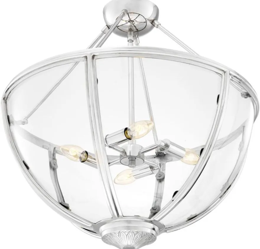 Casa Padrino Luxus Deckenleuchte Silber Ø 60 x H. 55 cm - Hotel & Restaurant Deckenlampe