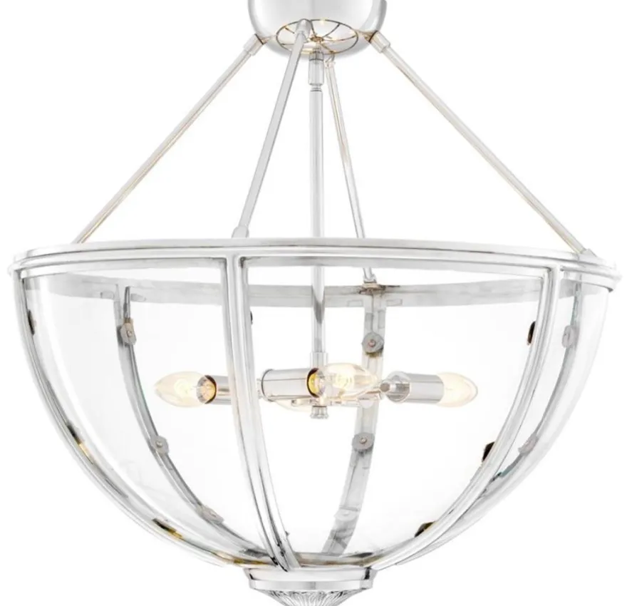 Casa Padrino Luxus Deckenleuchte Silber Ø 60 x H. 55 cm - Hotel & Restaurant Deckenlampe