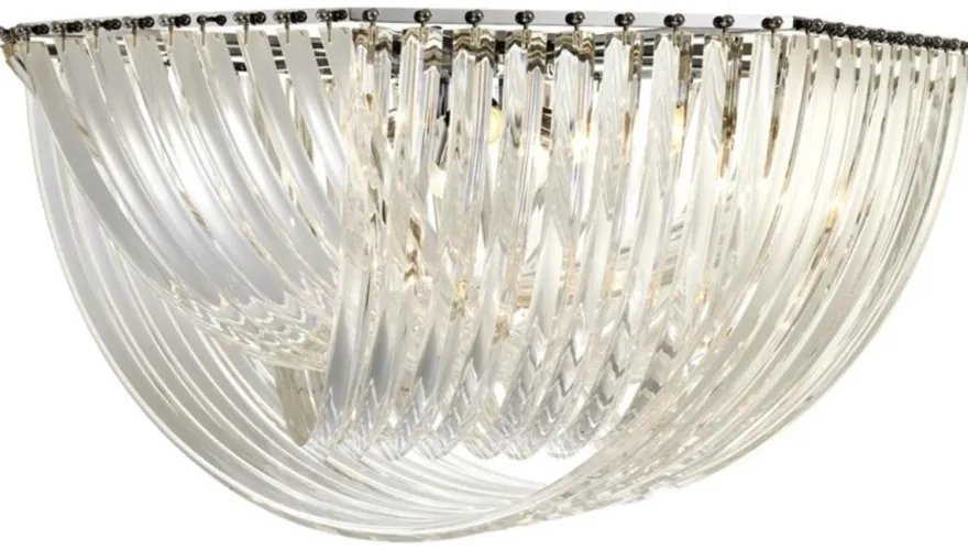 Casa Padrino Luxus Deckenleuchte Silber Ø 90 x H. 45 cm - Luxus Wohnzimmermöbel