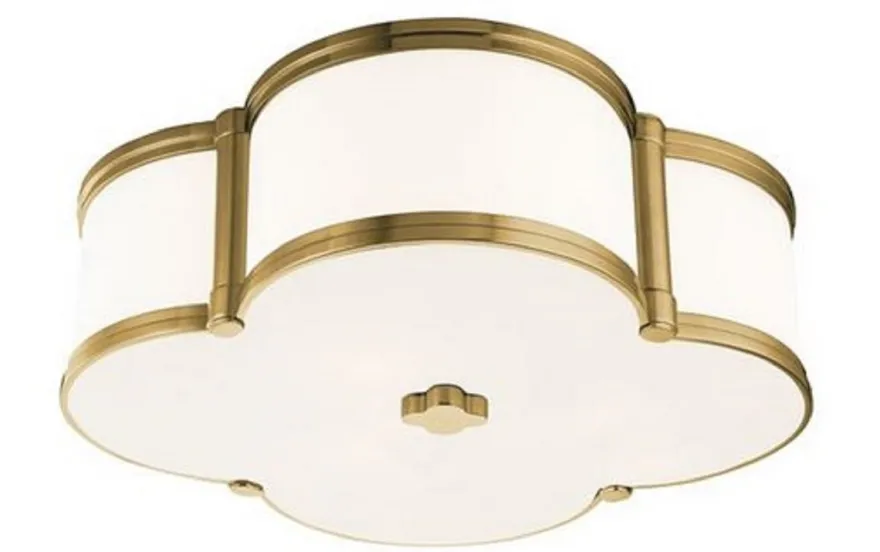 Casa Padrino Luxus Deckenleuchte Antik Messing / Weiß 42,6 x 42,6 x H. 14 cm - Deckenlampe in Kleeblatt Form - Luxus Qualität