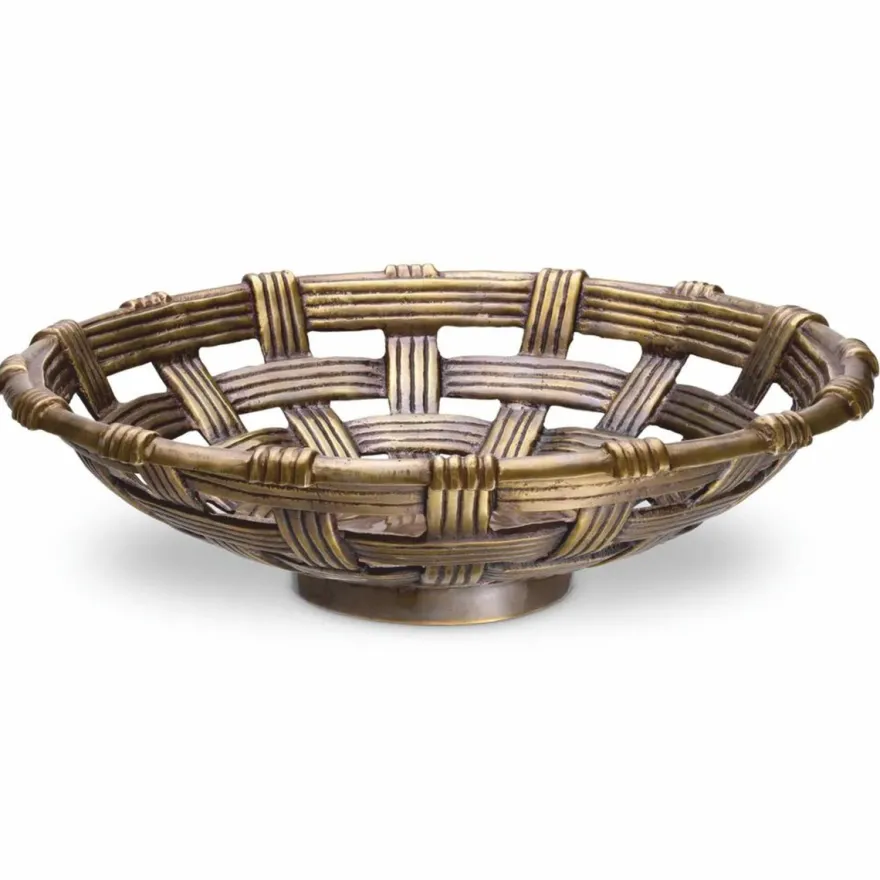 Casa Padrino Luxus Deko Aluminium Schale Vintage Messing 34,5 cm - Deko Accessoires