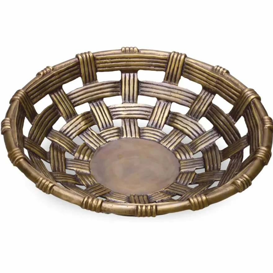 Casa Padrino Luxus Deko Aluminium Schale Vintage Messing 34,5 cm - Deko Accessoires