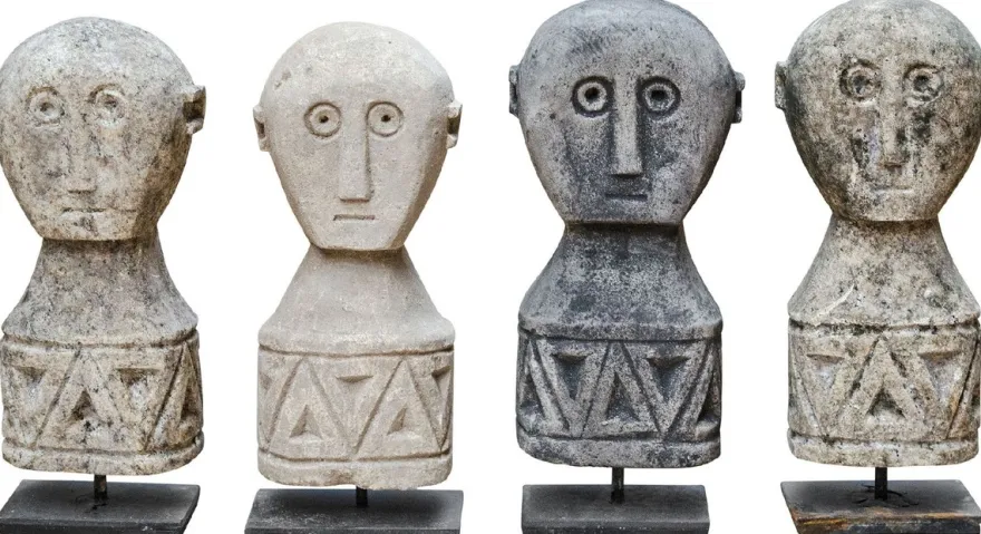 Casa Padrino Luxus Deko Antik Stil Naturstein Statuen 5er Set - Stein Skulpturen - Stein Figuren - Deko Accessoires - Schreibtisch Deko - Wohnzimmer Deko - Luxus Möbel