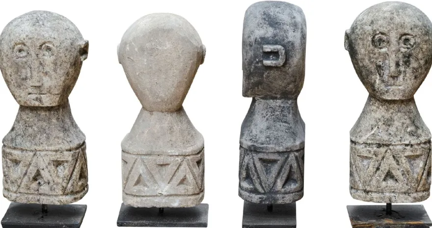 Casa Padrino Luxus Deko Antik Stil Naturstein Statuen 5er Set - Stein Skulpturen - Stein Figuren - Deko Accessoires - Schreibtisch Deko - Wohnzimmer Deko - Luxus Möbel