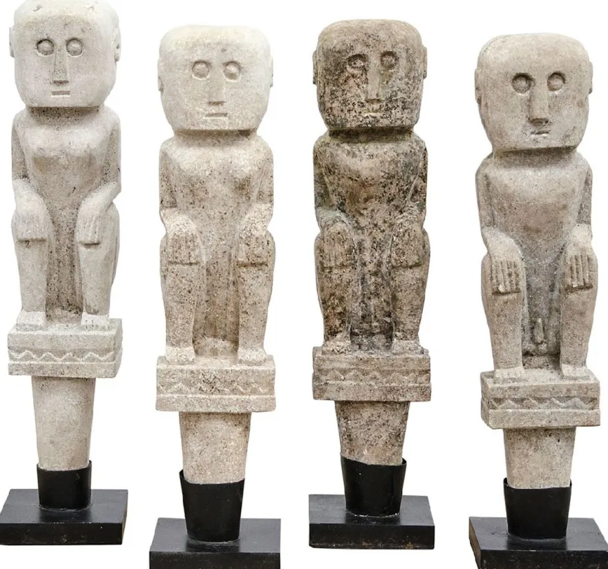 Casa Padrino Luxus Deko Antik Stil Naturstein Statuen Set - Stein Skulpturen - Stein Figuren - Wohnzimmer Deko - Büro Deko - Deko Accessoires - Luxus Möbel