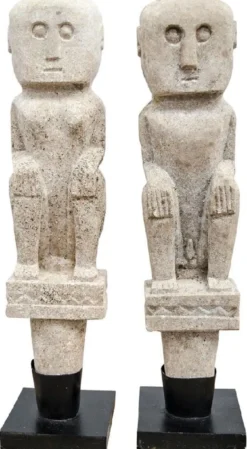 Casa Padrino Luxus Deko Antik Stil Naturstein Statuen Set - Stein Skulpturen - Stein Figuren - Wohnzimmer Deko - Büro Deko - Deko Accessoires - Luxus Möbel
