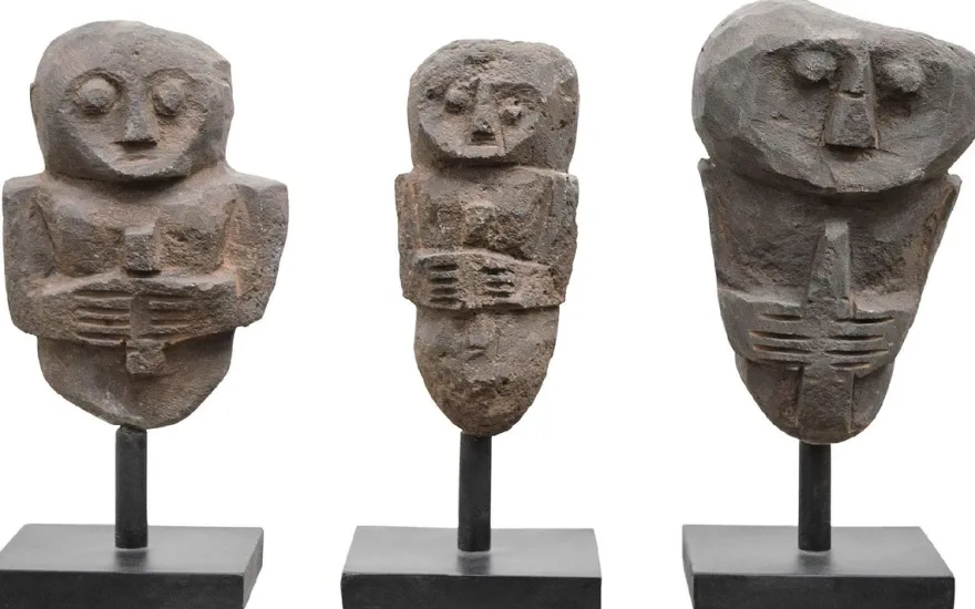 Casa Padrino Luxus Deko Antik Stil Naturstein Statuen Set - Stein Skulpturen - Stein Figuren - Schreibtisch Deko - Wohnzimmer Deko - Deko Accessoires - Luxus Möbel