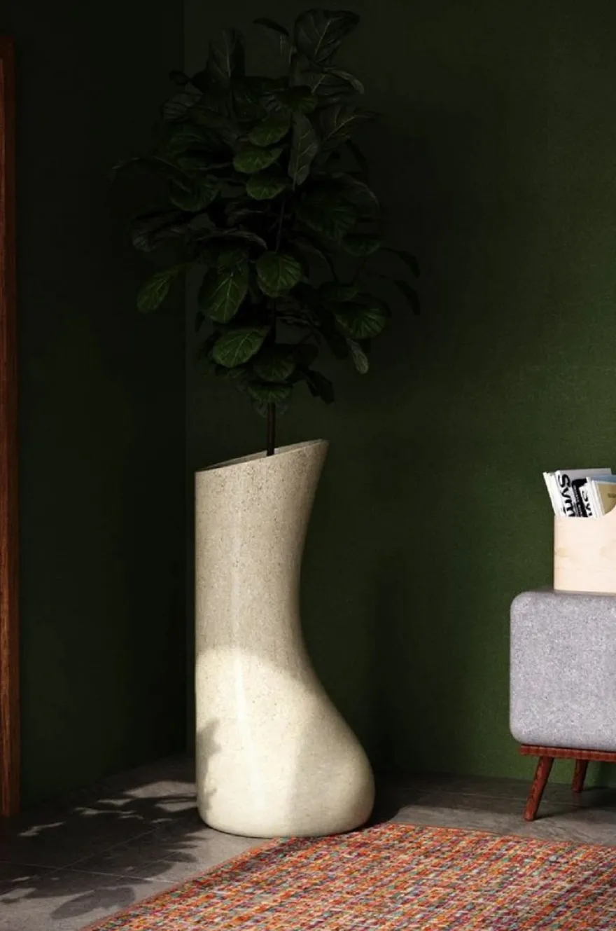 Casa Padrino Luxus Deko Blumentopf Creme H. 100 cm - Beton Pflanzentopf
